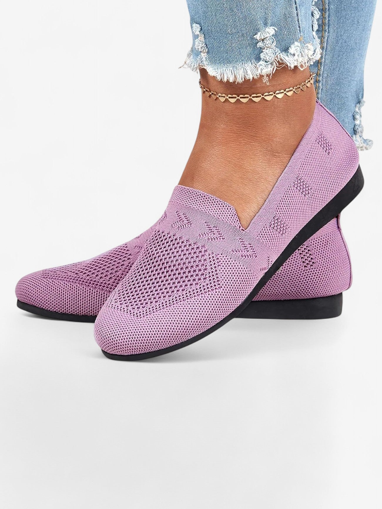 Isla Knit Geometric Flats Loafers | Slip-On Flats Loafers