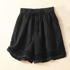 Relaxed Fit Lace-Trim Shorts for Women – Comfortable Casual Style