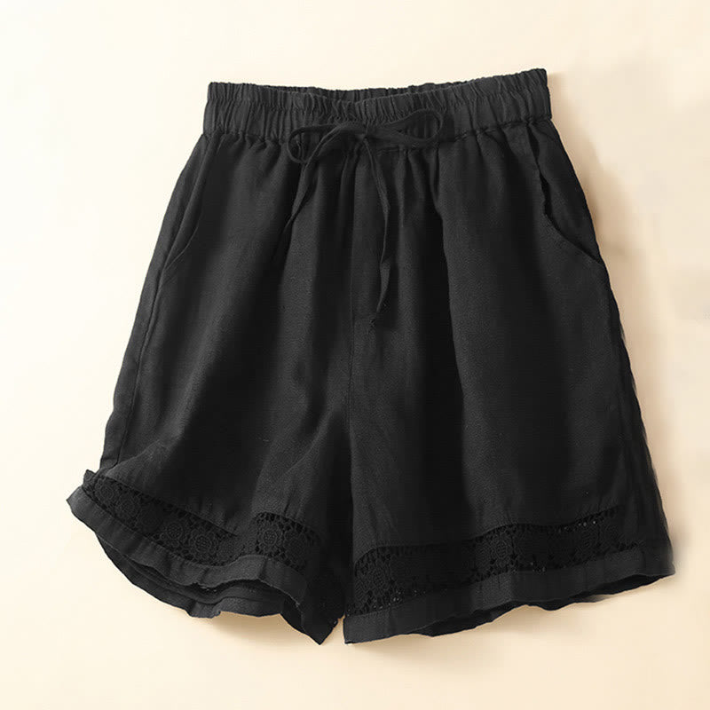 Relaxed Fit Lace-Trim Shorts for Women – Comfortable Casual Style