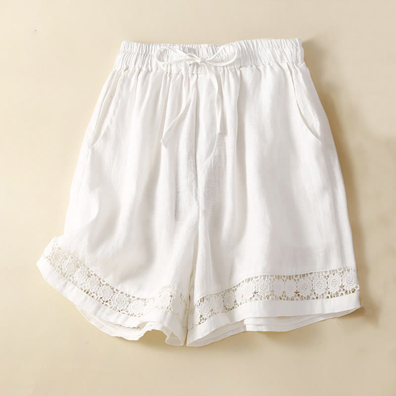 Relaxed Fit Lace-Trim Shorts for Women – Comfortable Casual Style