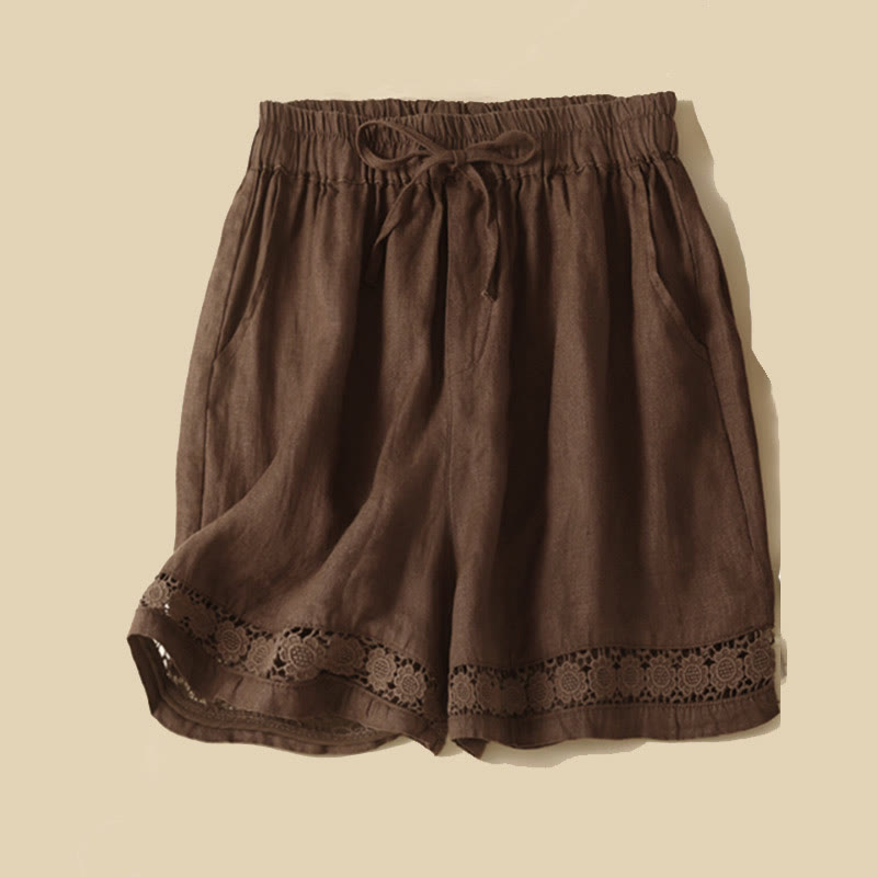 Relaxed Fit Lace-Trim Shorts for Women – Comfortable Casual Style