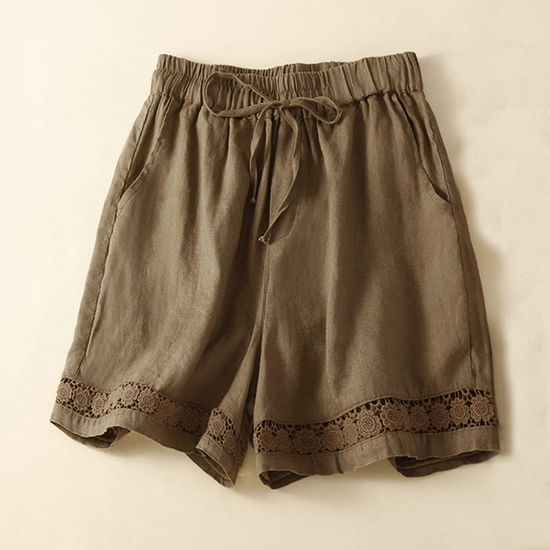 Relaxed Fit Lace-Trim Shorts for Women – Comfortable Casual Style