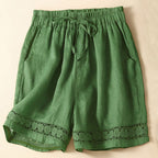 Relaxed Fit Lace-Trim Shorts for Women – Comfortable Casual Style