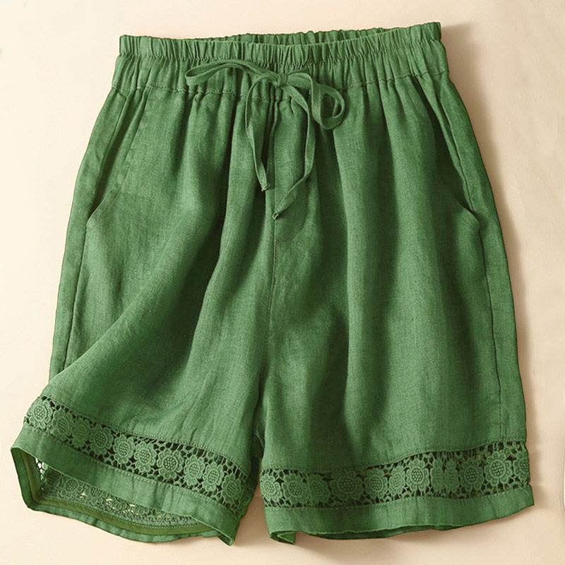 Relaxed Fit Lace-Trim Shorts for Women – Comfortable Casual Style