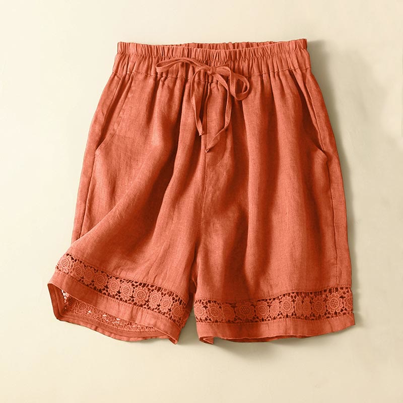 Relaxed Fit Lace-Trim Shorts for Women – Comfortable Casual Style