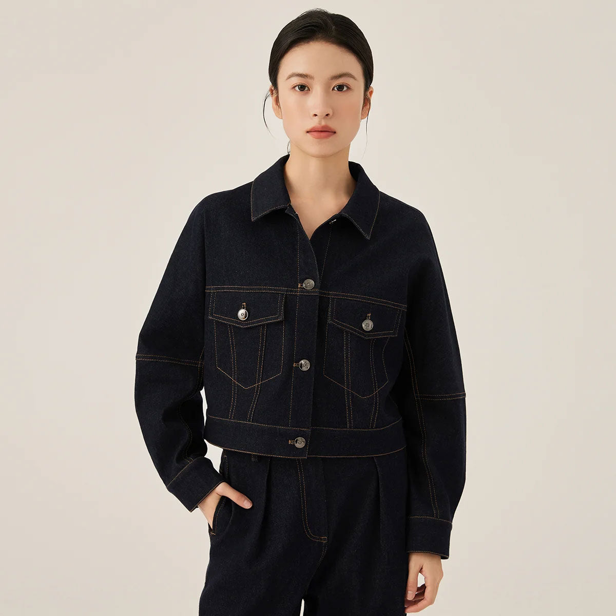 Classic Button-Front Denim Jacket