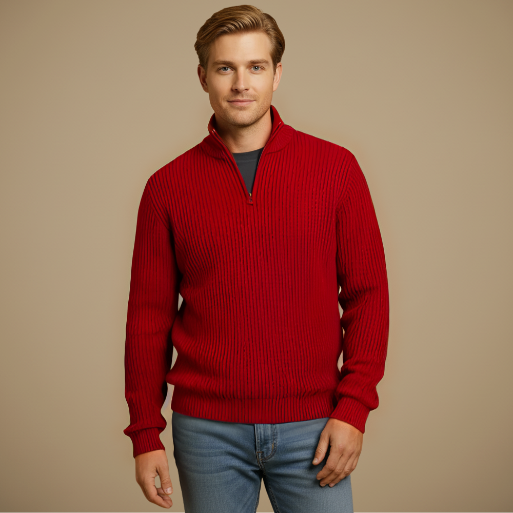 Men’s long sleeve quarter zip fit sweater