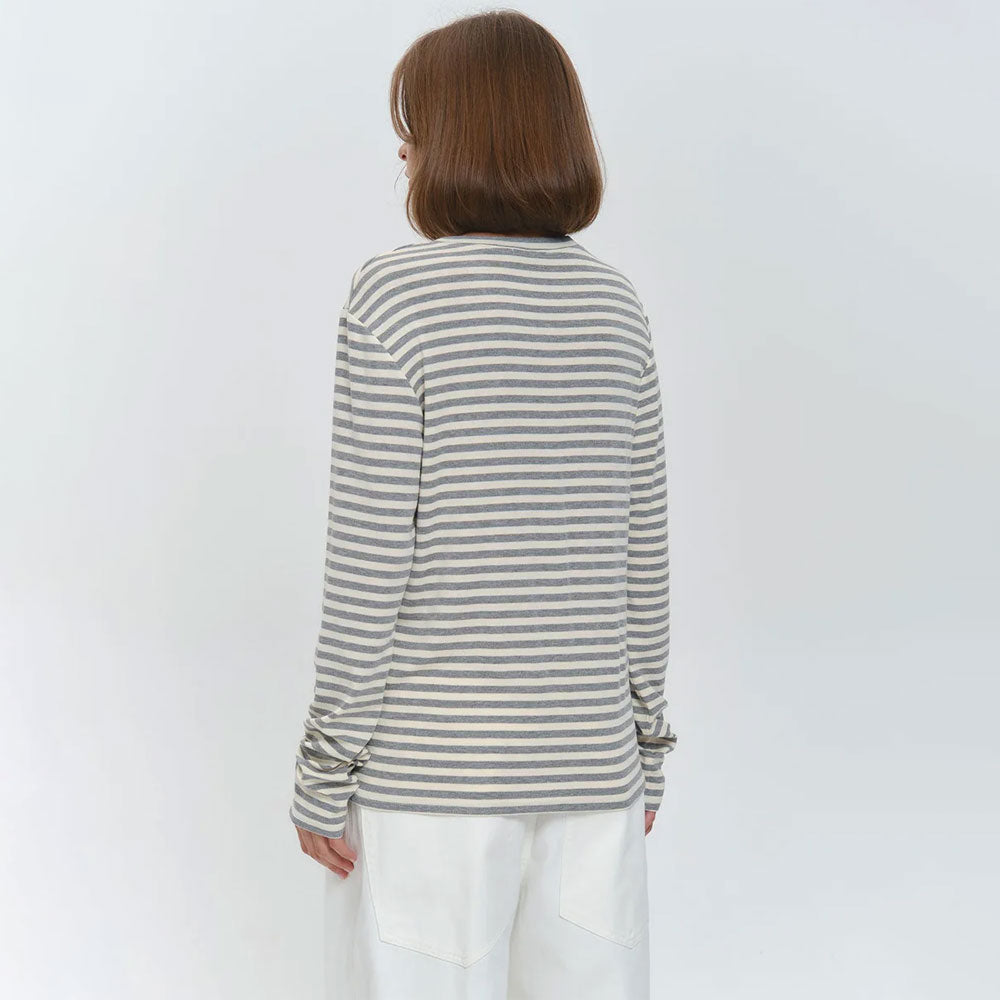 Cotton Striped Round-Neck Long-Sleeve T-Shirt