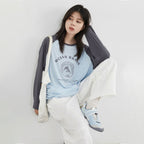 Loose Contrast Letter Print Long-Sleeve T-shirt