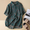 Relaxed Fit Floral Half-Placket Shirt for Women – Casual Comfort & Style