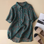 Relaxed Fit Floral Half-Placket Shirt for Women – Casual Comfort & Style