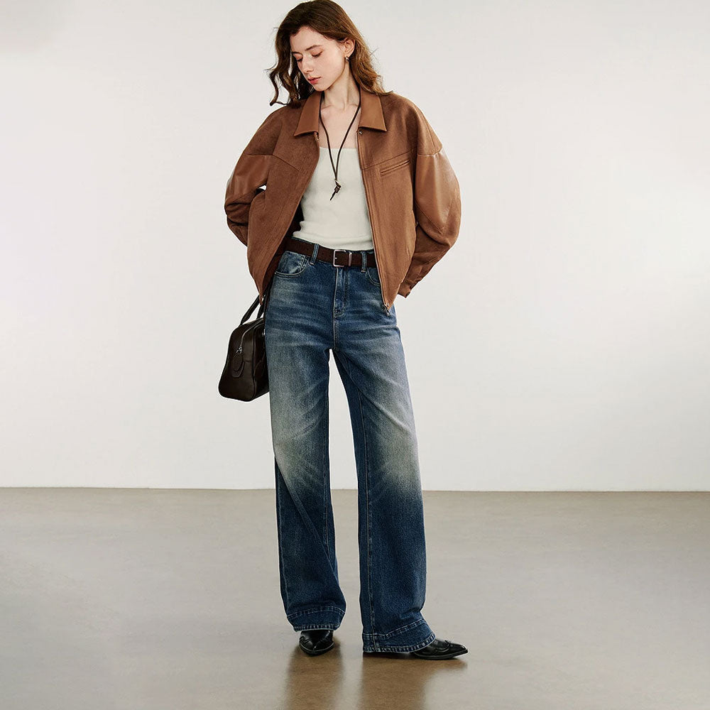 Spliced PU Suede Nomadic Jacket