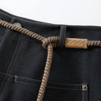 Wide-Leg Brushed Straight Jeans