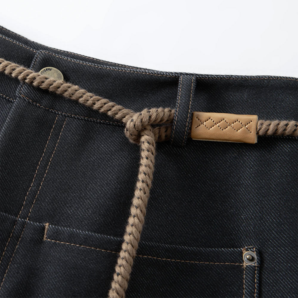 Wide-Leg Brushed Straight Jeans