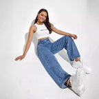 High Waist Baggy Straight Jeans