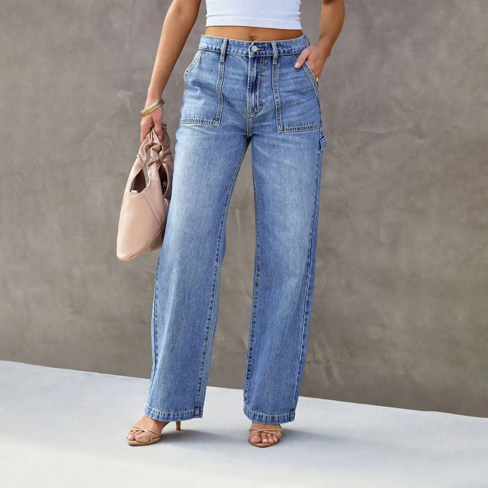 Multi-Pocket Denim Cargo Jeans