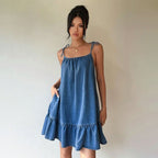 Bandeau Denim Loose Fit Maxi Dress