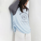 Loose Contrast Letter Print Long-Sleeve T-shirt