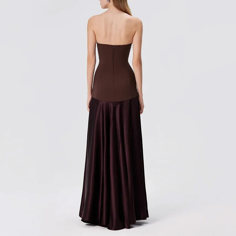 Strapless Patchwork Bodycon Maxi Dress