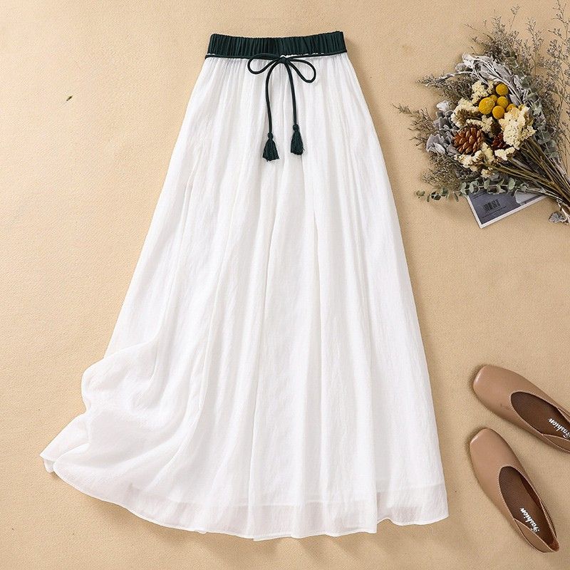 Sienna A-Line Maxi Skirt | Elastic Waist Drawstring Skirt