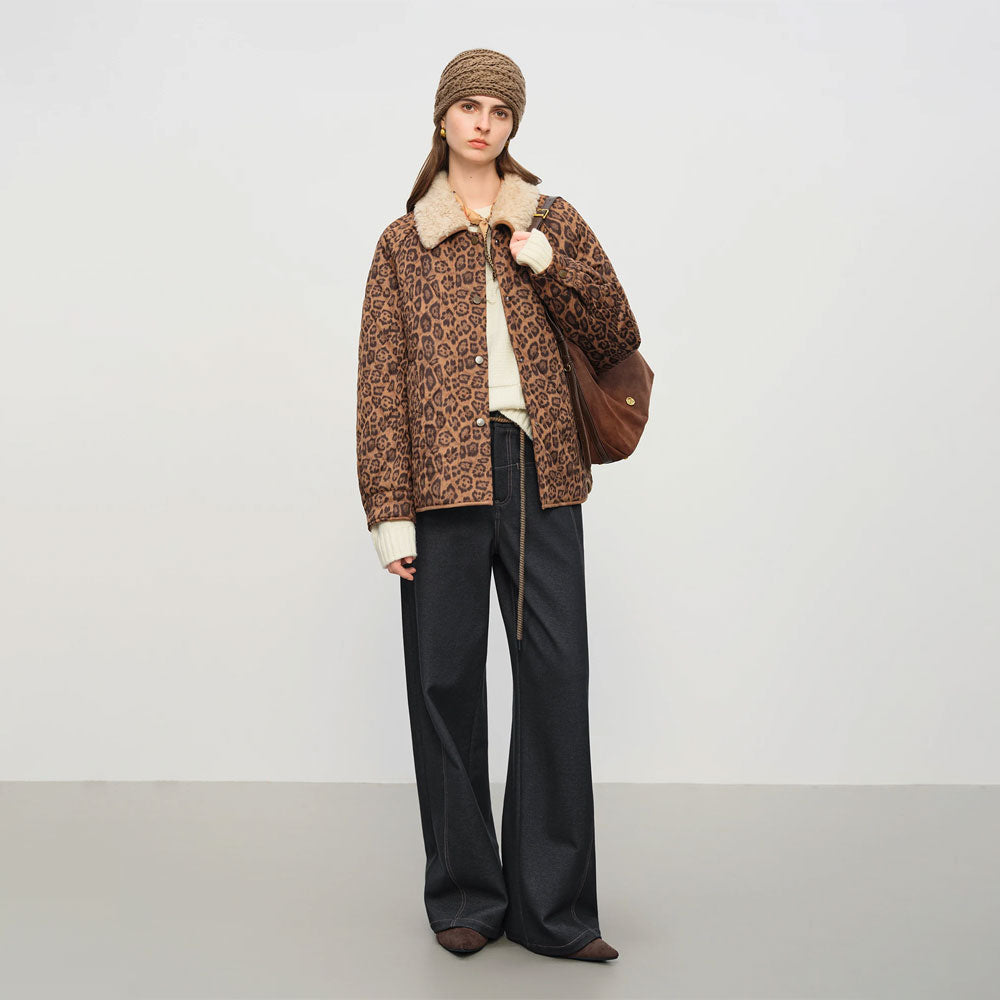 Wide-Leg Brushed Straight Jeans