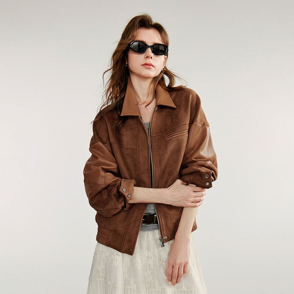 Spliced PU Suede Nomadic Jacket
