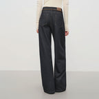 Wide-Leg Brushed Straight Jeans