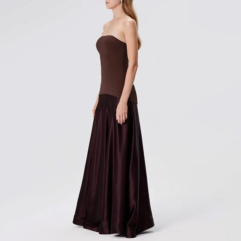 Strapless Patchwork Bodycon Maxi Dress