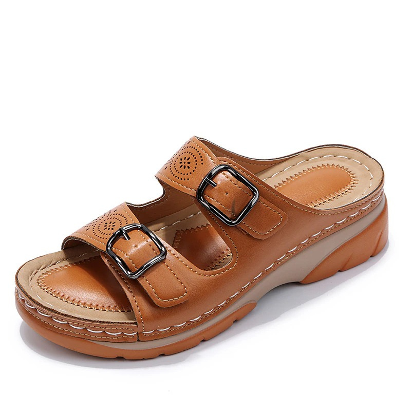 Isabella Orthopedic Comfort Fit Slide Sandal | Perforated Open Toe Slide Sandal