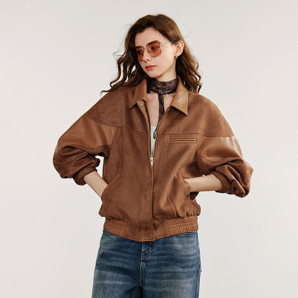 Spliced PU Suede Nomadic Jacket