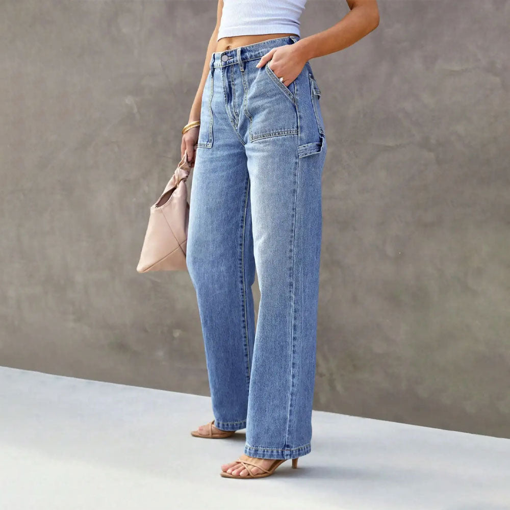 Multi-Pocket Denim Cargo Jeans