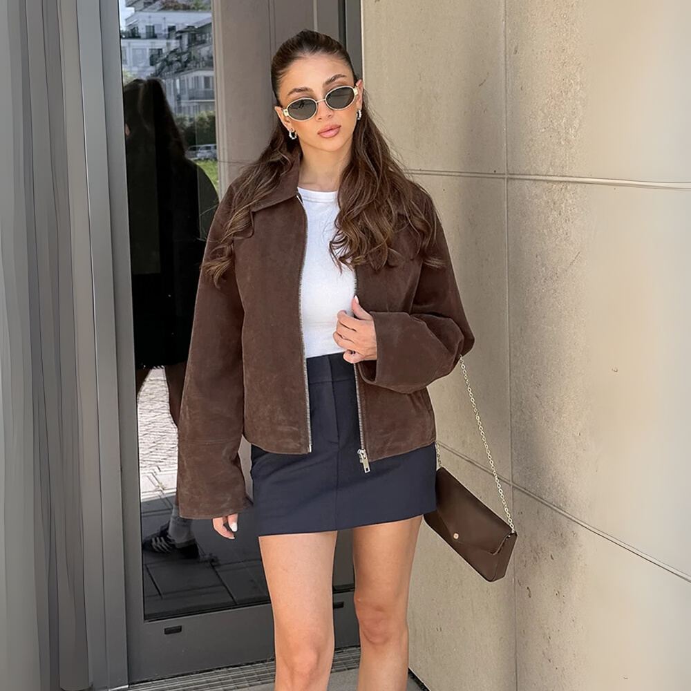 Suede Stand Collar Jacket
