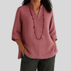Relaxed Fit Split Neck Blouse for Women – Stylish & Breathable Comfort