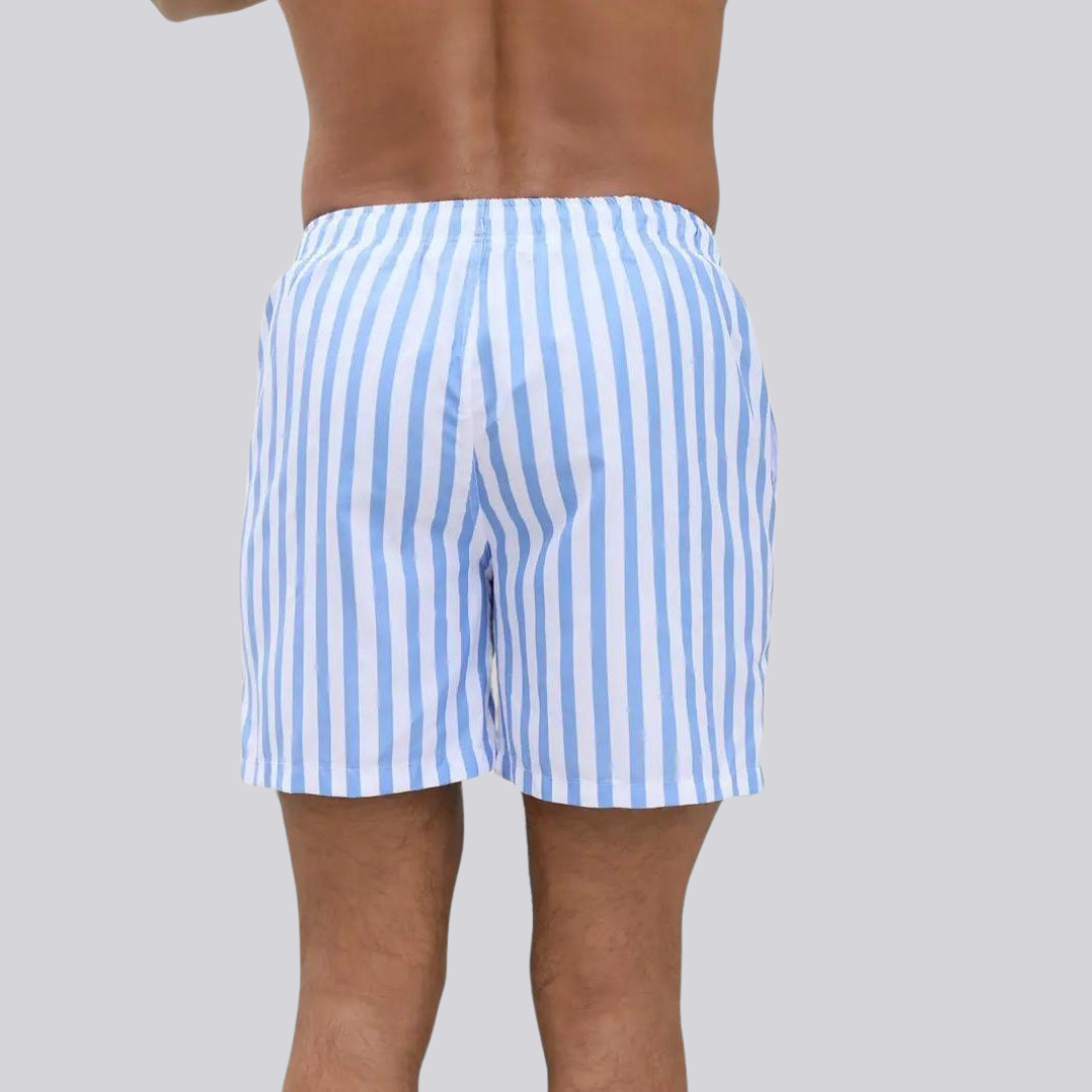 Relaxed Fit Striped Mid-Thigh Swim Shorts for Men – Comfortable & Practical Beachwear