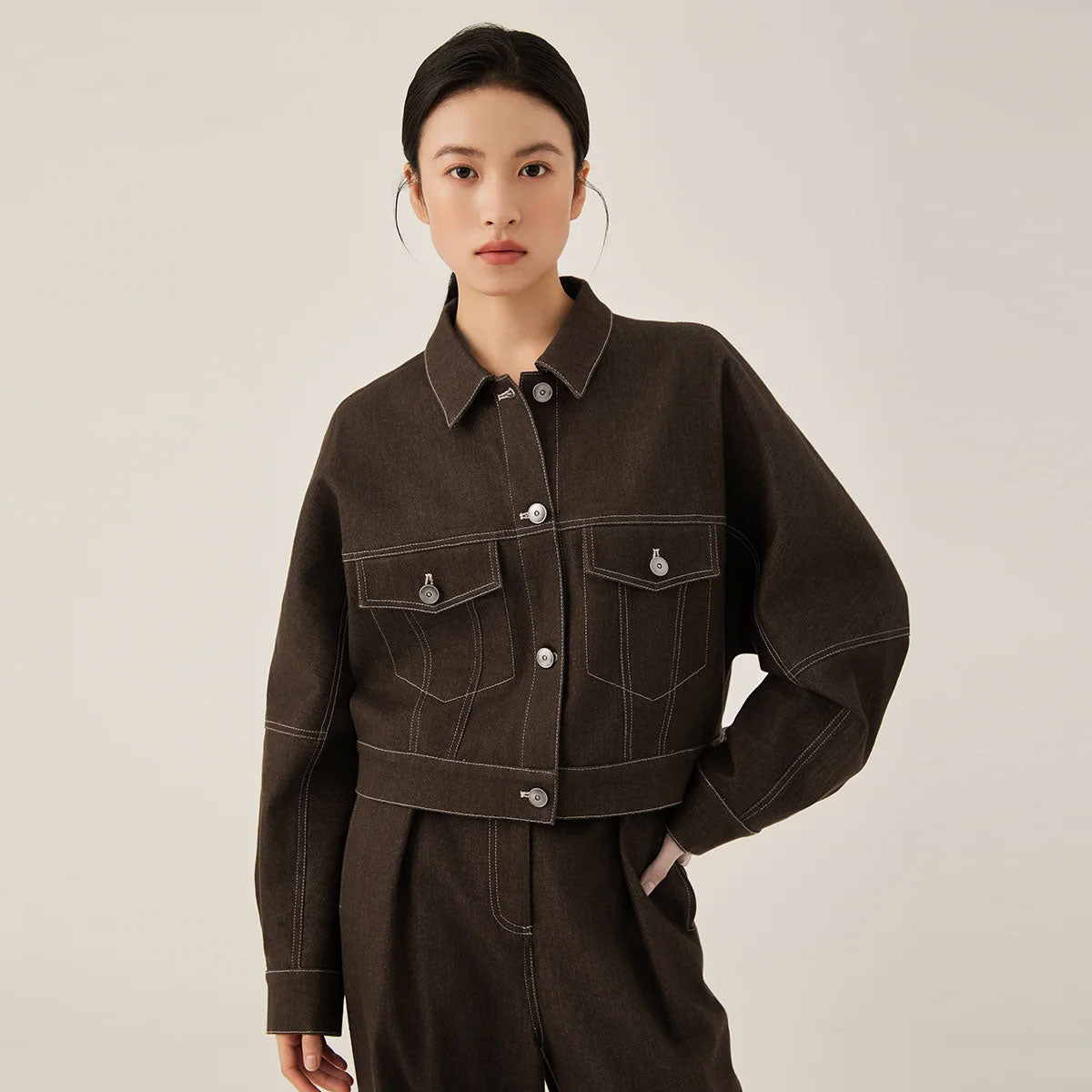 Classic Button-Front Denim Jacket
