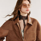 Spliced PU Suede Nomadic Jacket