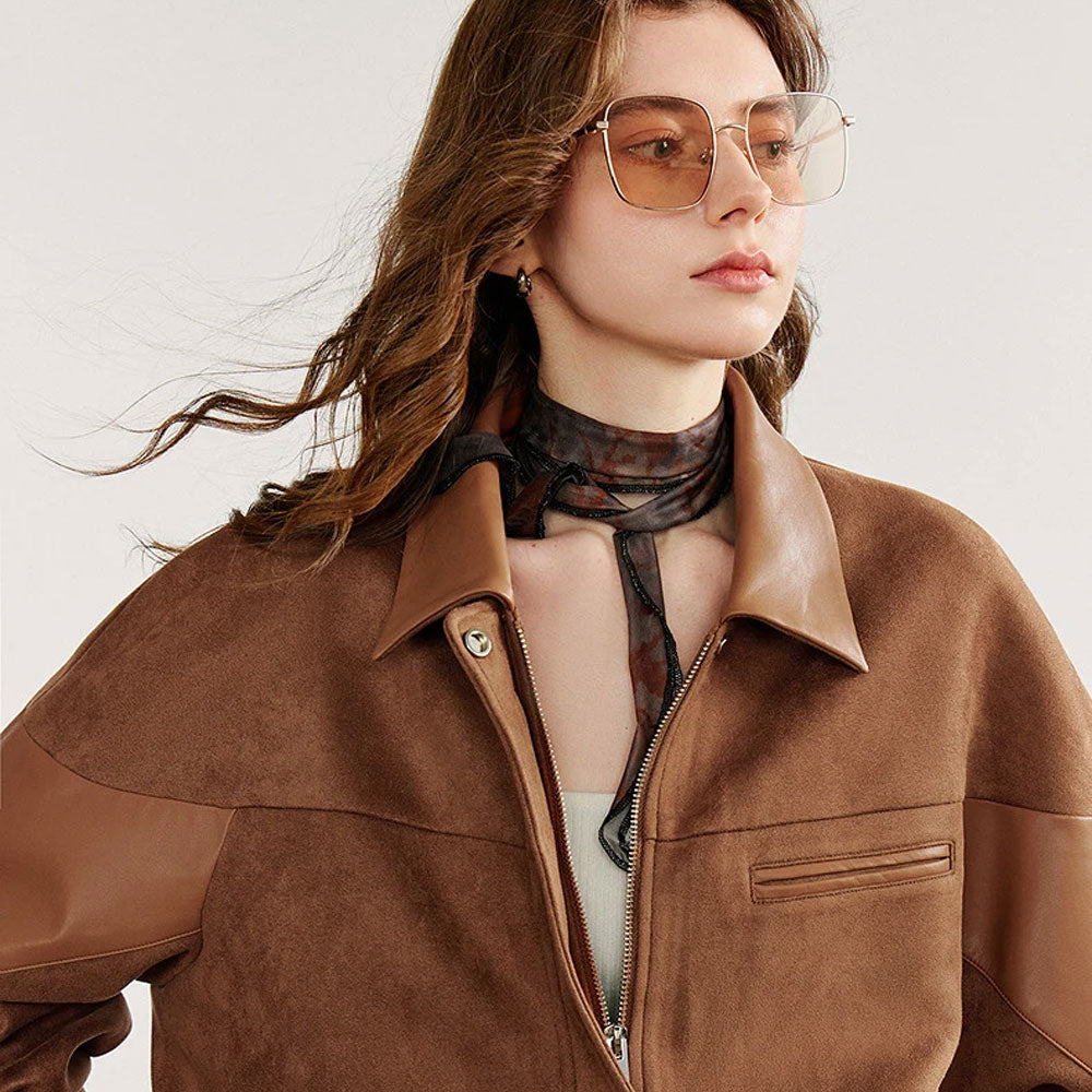 Spliced PU Suede Nomadic Jacket