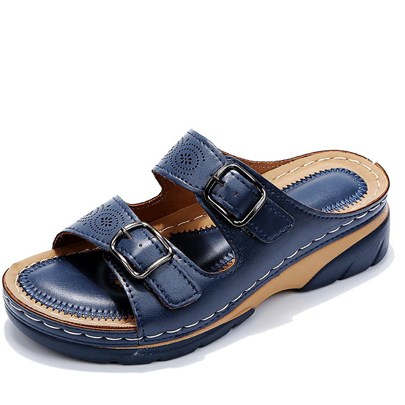 Isabella Orthopedic Comfort Fit Slide Sandal | Perforated Open Toe Slide Sandal