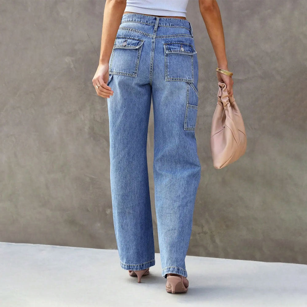 Multi-Pocket Denim Cargo Jeans