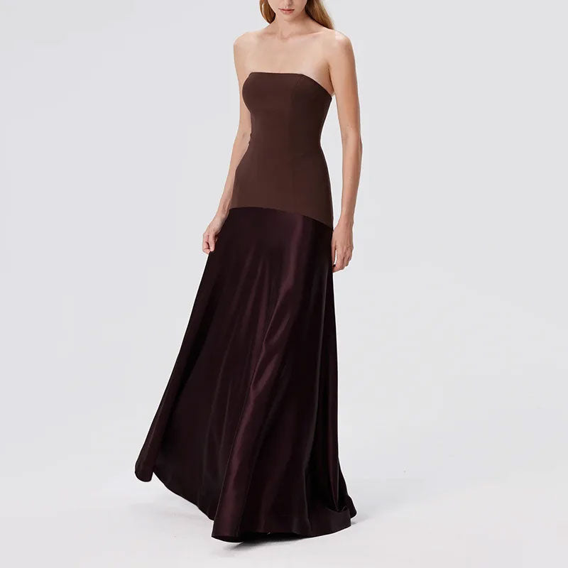 Strapless Patchwork Bodycon Maxi Dress
