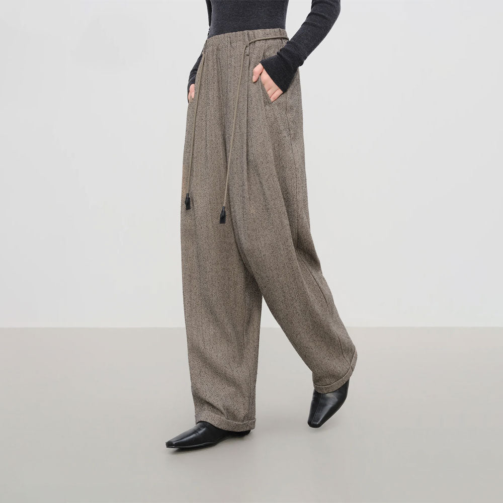 Relaxed Wide Leg High Waist Trousers
