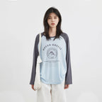 Loose Contrast Letter Print Long-Sleeve T-shirt