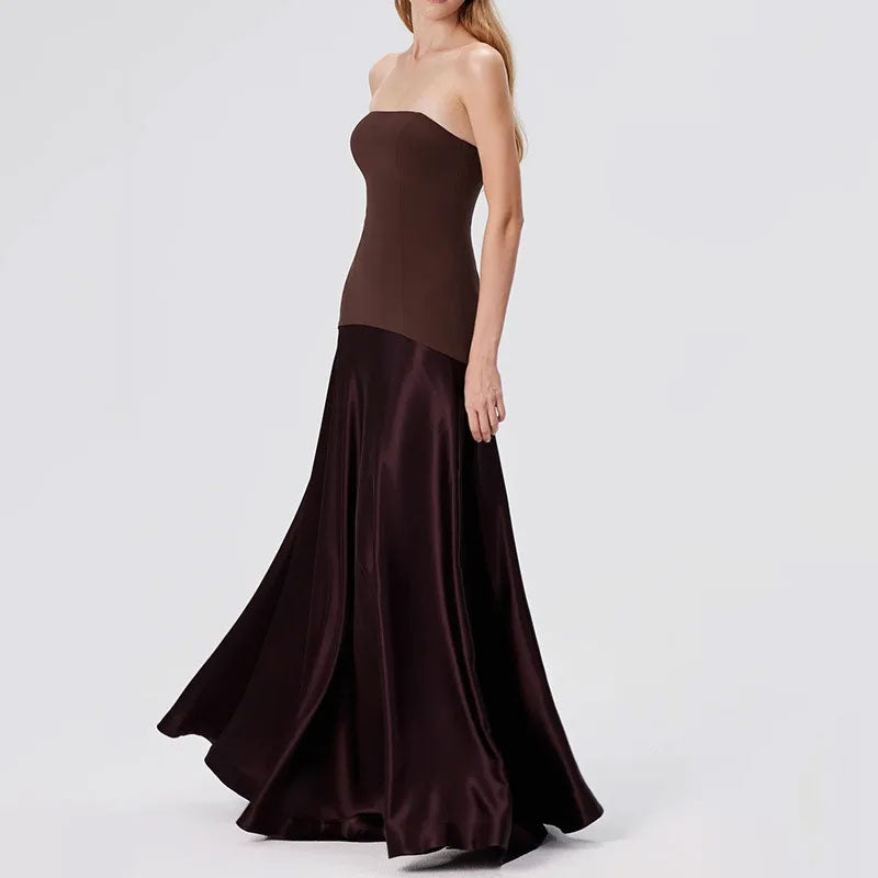 Strapless Patchwork Bodycon Maxi Dress