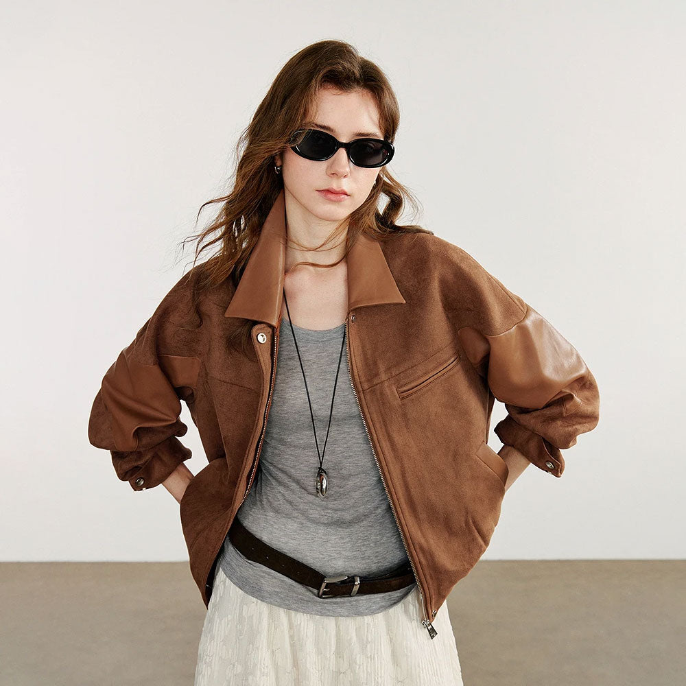 Spliced PU Suede Nomadic Jacket