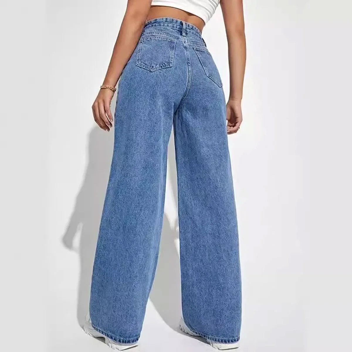 High Waist Baggy Straight Jeans