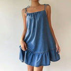 Bandeau Denim Loose Fit Maxi Dress