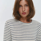 Cotton Striped Round-Neck Long-Sleeve T-Shirt