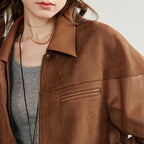Spliced PU Suede Nomadic Jacket