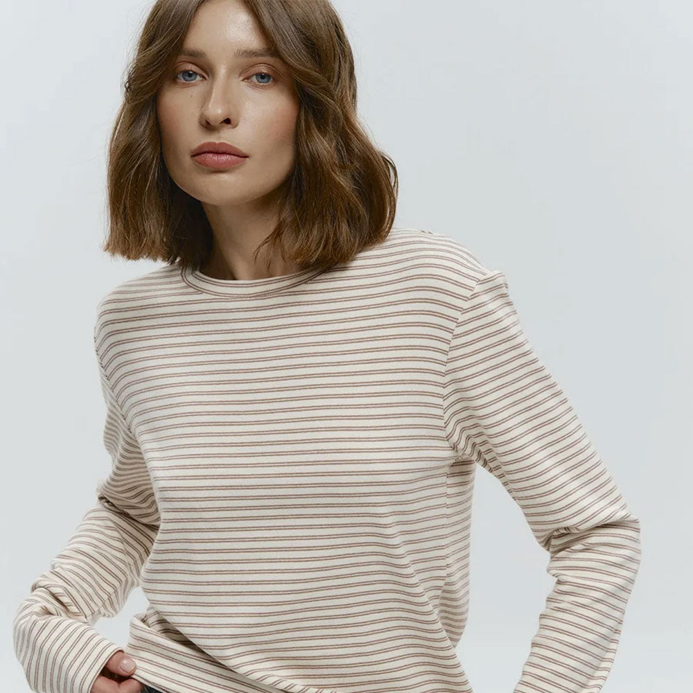 Cotton Striped Round-Neck Long-Sleeve T-Shirt
