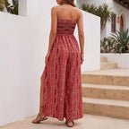 Strapless Smocked Wide Leg Jumpsuit for Women – Stylish Vacation Ready